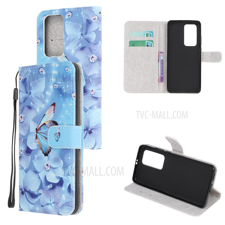Cross Texture Pattern Printing Leather Wallet Stand Cover with Strap for Xiaomi Mi 10T 5G / Mi 10T Pro 5G - Butterfly-6