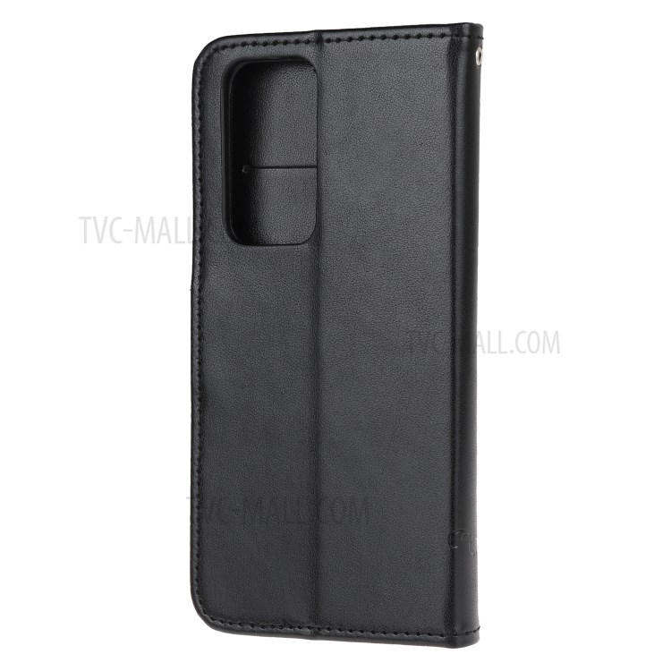Imprint Butterfly Flowers Leather Wallet Stand Case for Xiaomi Mi 10T 5G / Mi 10T Pro 5G - Black-2