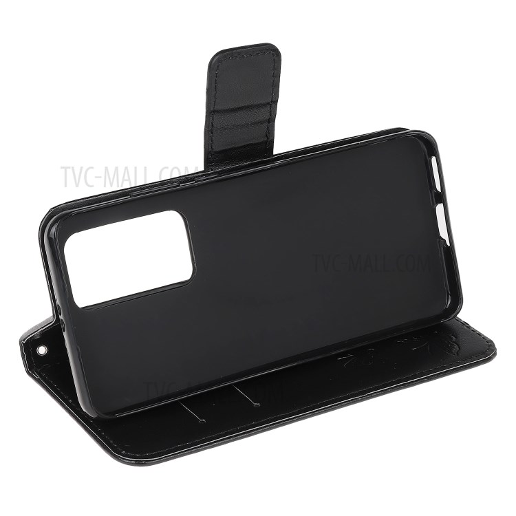 Imprint Butterfly Flowers Leather Wallet Stand Case for Xiaomi Mi 10T 5G / Mi 10T Pro 5G - Black-3