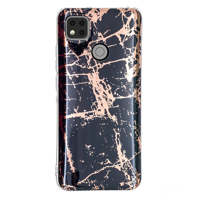 Marble Pattern Electroplating IMD TPU for Xiaomi Redmi 9C Phone Protective Case - Black-2