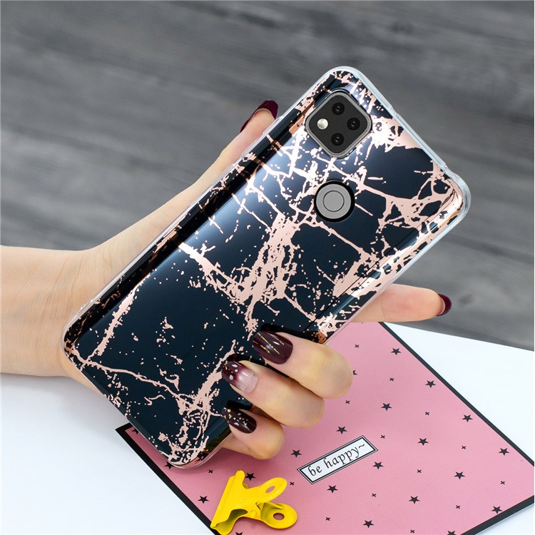 Marble Pattern Electroplating IMD TPU for Xiaomi Redmi 9C Phone Protective Case - Black-4