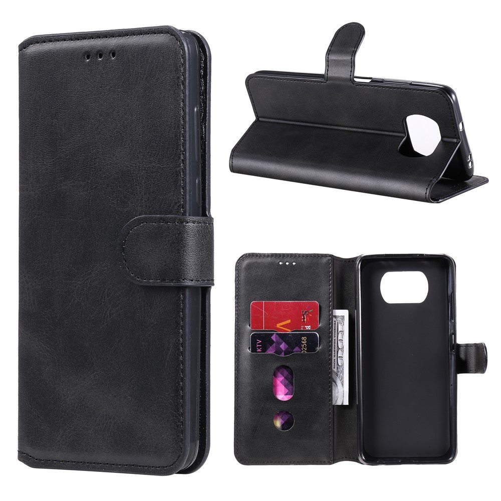 New Arrival Classic Flip Leather Wallet Stand Phone Case for Xiaomi Poco X3/Poco X3 NFC - Black-1