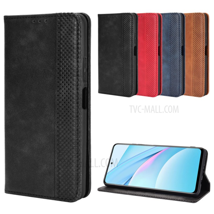 Vintage Style for Xiaomi Mi 10T Lite 5G Magnetic PU Leather Cover with Wallet Stand Phone Case - Black-12