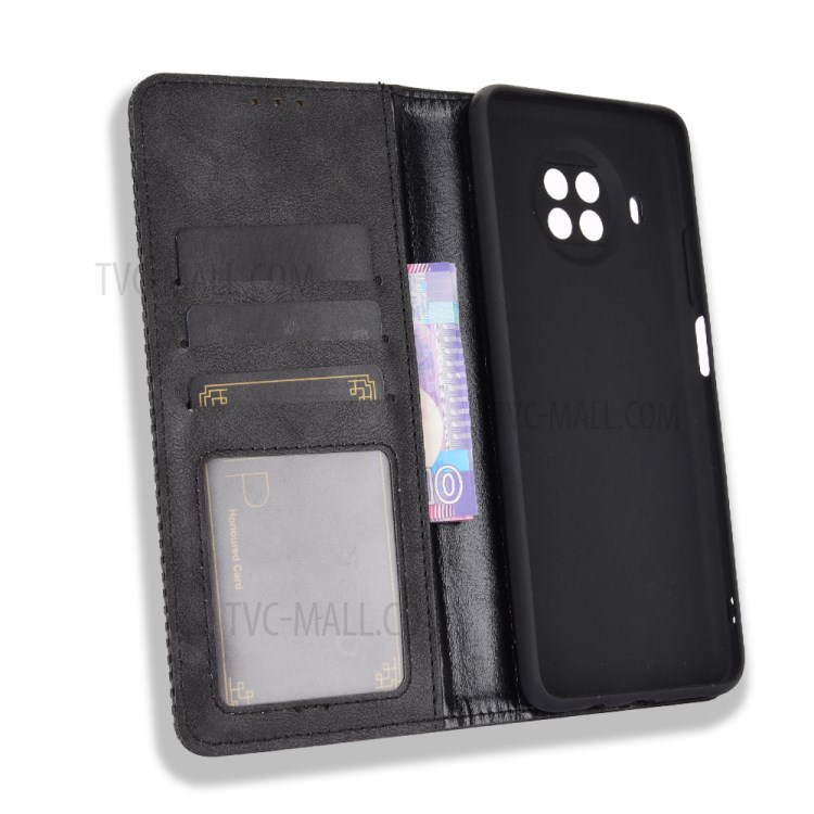 Vintage Style for Xiaomi Mi 10T Lite 5G Magnetic PU Leather Cover with Wallet Stand Phone Case - Black-3
