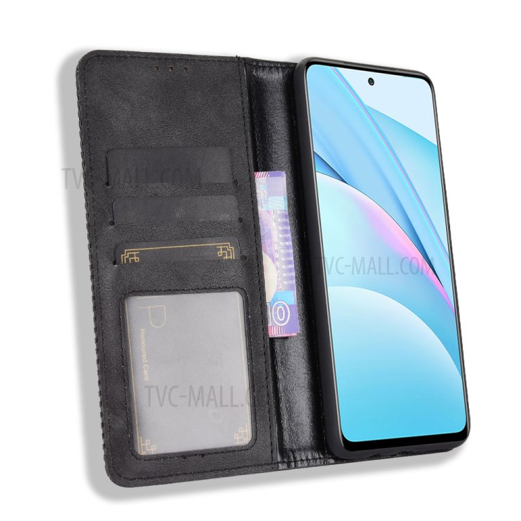 Vintage Style for Xiaomi Mi 10T Lite 5G Magnetic PU Leather Cover with Wallet Stand Phone Case - Black-4