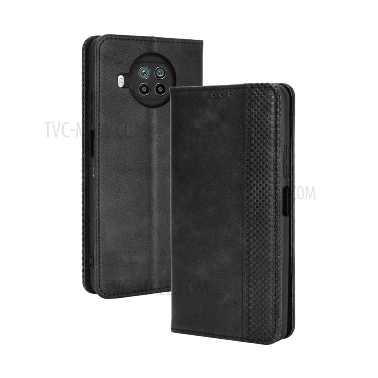 Vintage Style for Xiaomi Mi 10T Lite 5G Magnetic PU Leather Cover with Wallet Stand Phone Case - Black-7