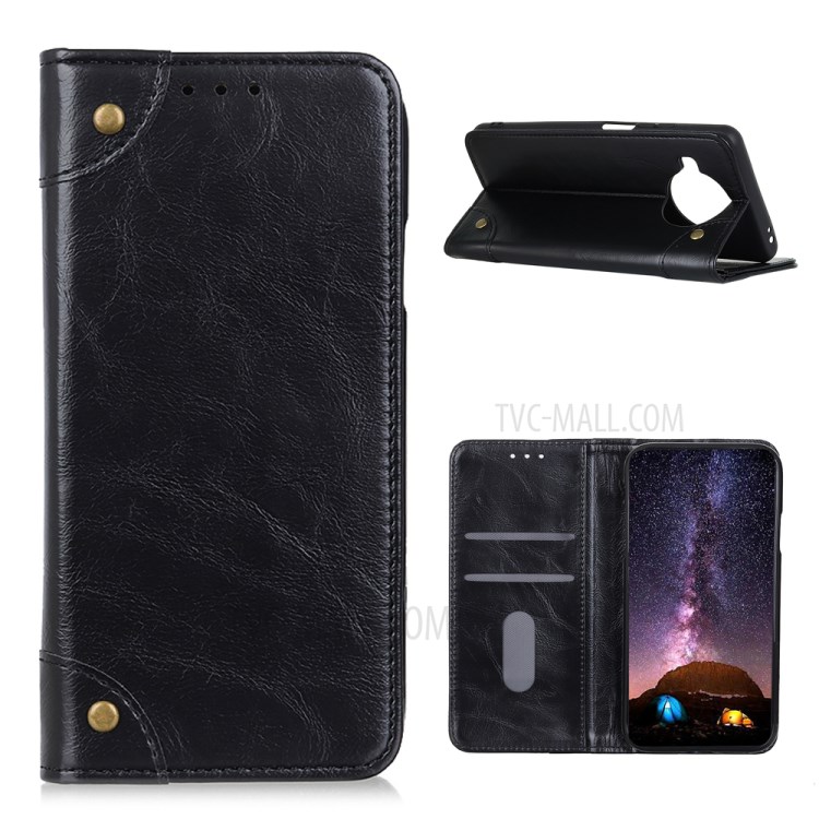 Auto-absorbed Magnetic Leather Cover for Xiaomi Mi 10T Lite 5G Wallet Stand Shell - Black-1