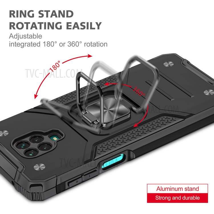 Kickstand Detachable 2-in-1 TPU + PC Cover with Metal Sheet for Xiaomi Redmi Note 9S/9 Pro/9 Pro Max - Black-5