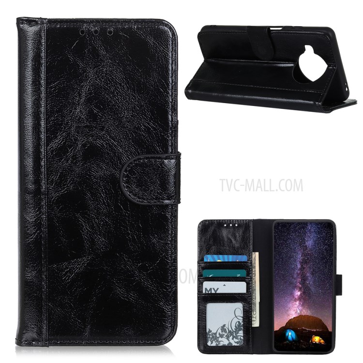 Crazy Horse Texture Leather Case for Xiaomi Mi 10T Lite 5G Mobile Phone Shell - Black-1