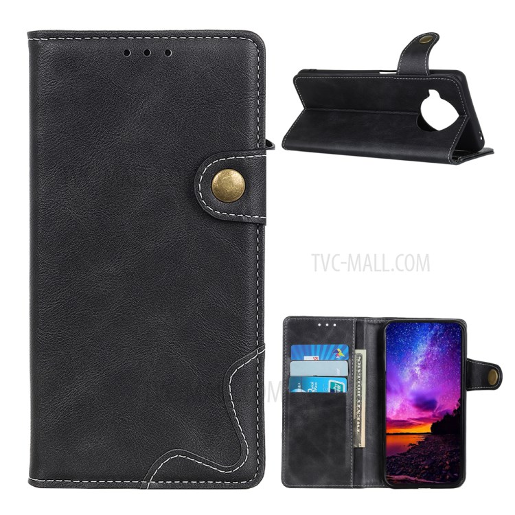 S Form Geformt Für Xiaomi MI 10T Lite 5G Lederabdeckung Brieftasche Ständerschale - Schwarz-1