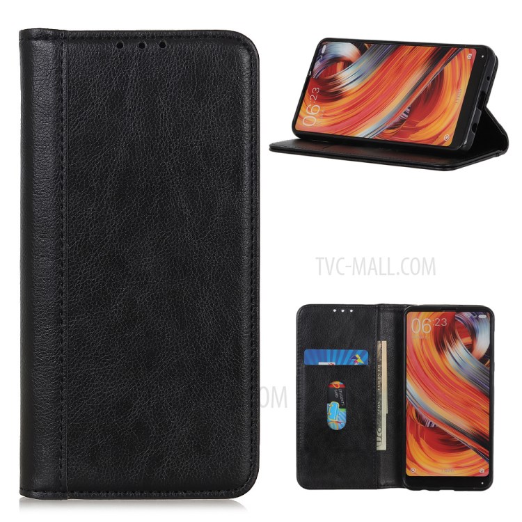 Automatic Absorption Litchi Texture Split Leather Wallet Case for Xiaomi Mi 10T Lite 5G - Black-1