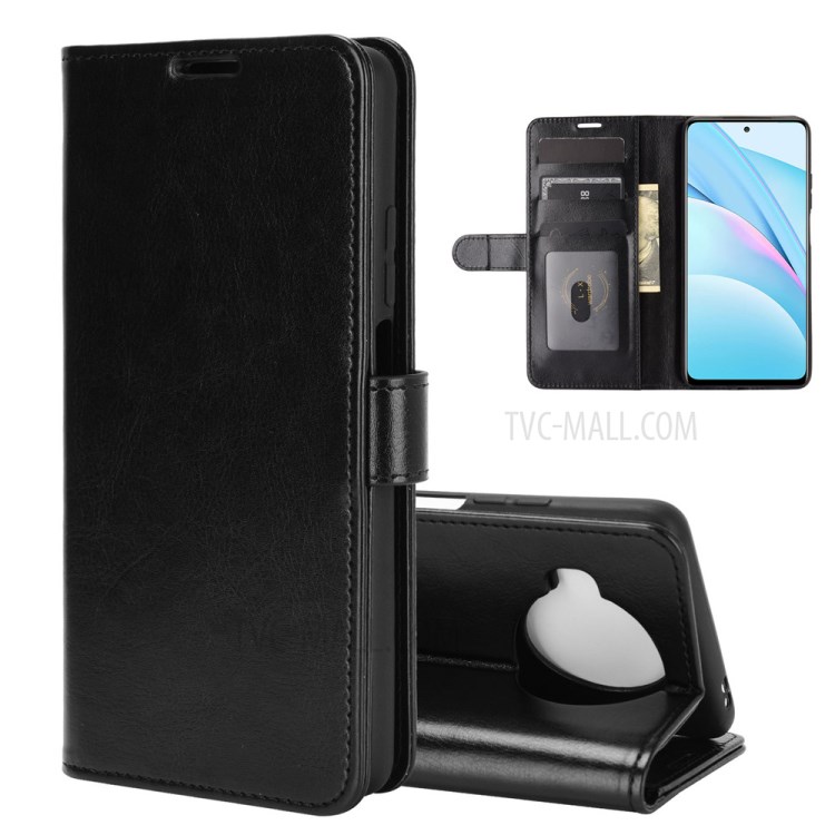 Crazy Horse Texture Leather Phone Case with Wallet + Stand for Xiaomi Mi 10T Lite 5G - Black-8