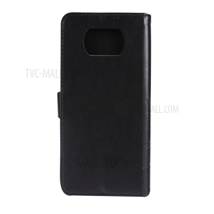 Imprint Butterfly Flower Leather Case with Strap for Xiaomi Poco X3 NFC - Black-3