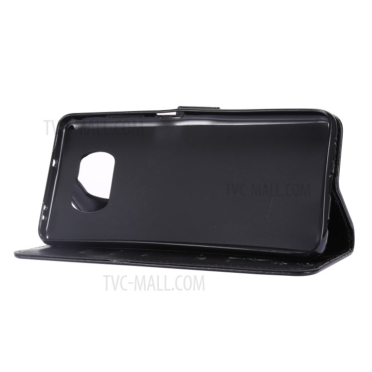 Imprint Butterfly Flower Leather Case with Strap for Xiaomi Poco X3 NFC - Black-4