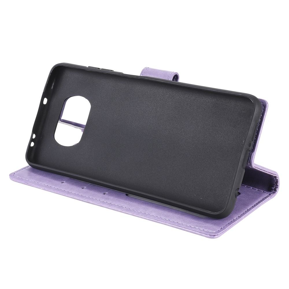 Imprinted Mandala Flower Wallet Leather Case with Strap for Xiaomi Poco X3 NFC - Purple-7