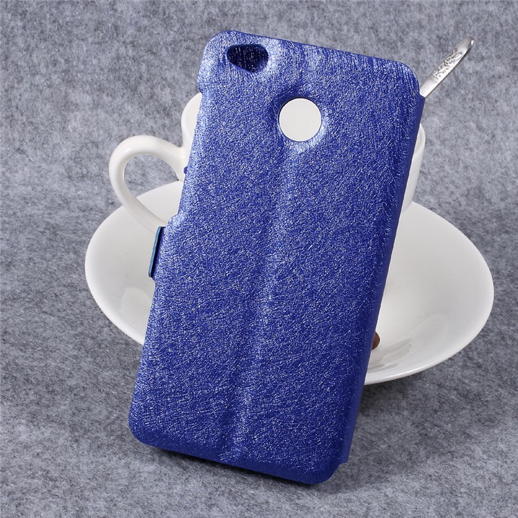 Silk Texture Dual Window Leather Stand Case for Xiaomi Redmi 4X - Blue-2