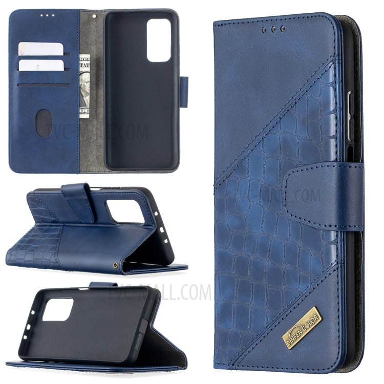 BF04 Splicing Crocodile Texture Wallet Stand Leather Cover for Xiaomi Mi 10T 5G / Mi 10T Pro 5G / Redmi K30S - Blue-1