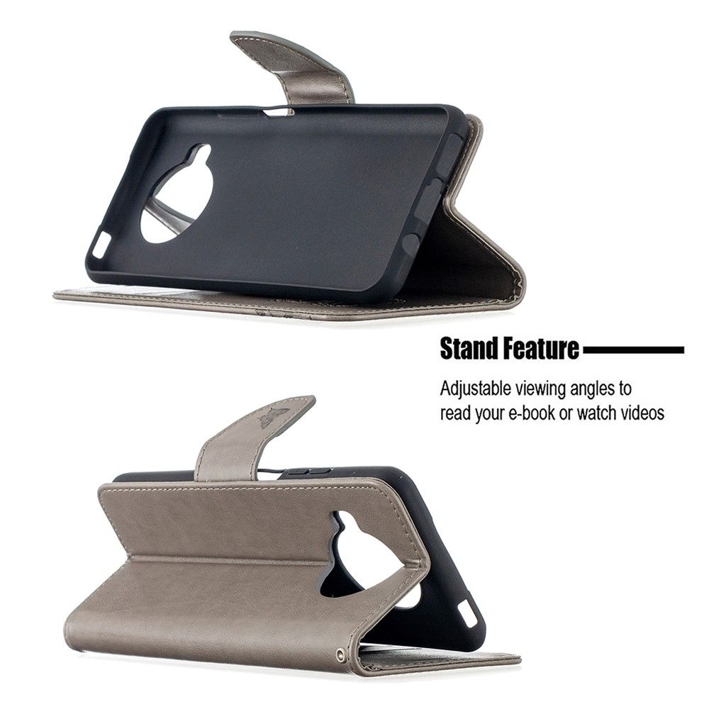 Imprint Butterflies Pattern Wallet Stand Leather Cover for Xiaomi Mi 10T Lite 5G - Grey-5