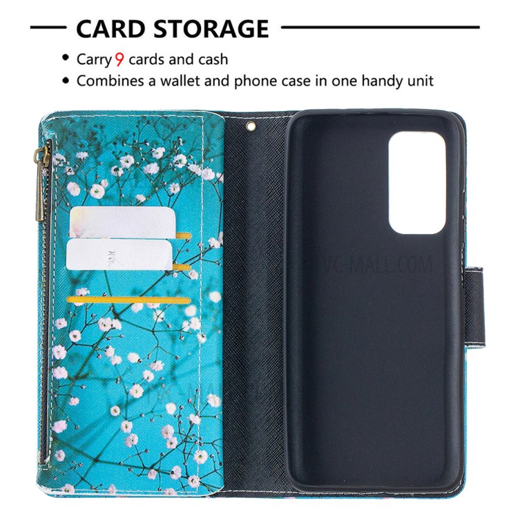 BF03 Pattern Printing Zipper Wallet Leather Phone Case for Xiaomi Mi 10T Pro 5G / Mi 10T 5G / Redmi K30S - Vivid Flower-6