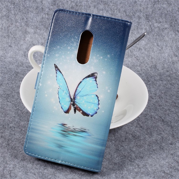 Pattern Printing Leather Wallet Stand Phone Case for Xiaomi Redmi Note 4X - Shiny Blue Butterfly-2
