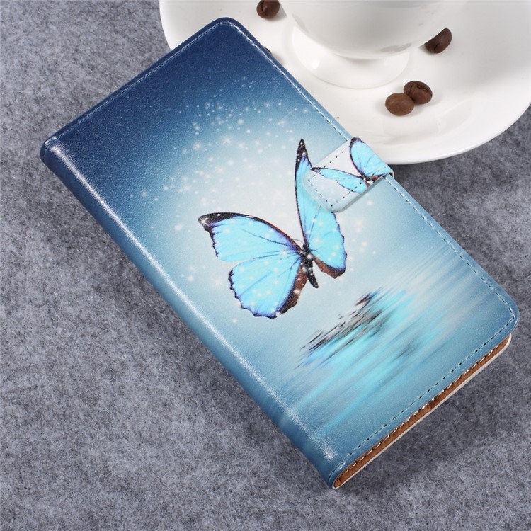 Pattern Printing Leather Wallet Stand Phone Case for Xiaomi Redmi Note 4X - Shiny Blue Butterfly-3