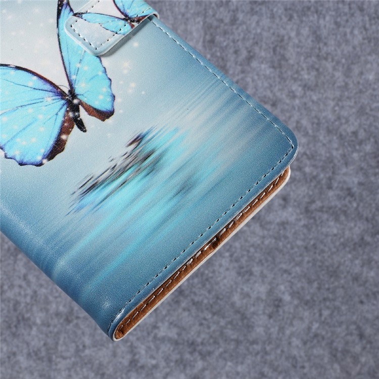 Pattern Printing Leather Wallet Stand Phone Case for Xiaomi Redmi Note 4X - Shiny Blue Butterfly-4