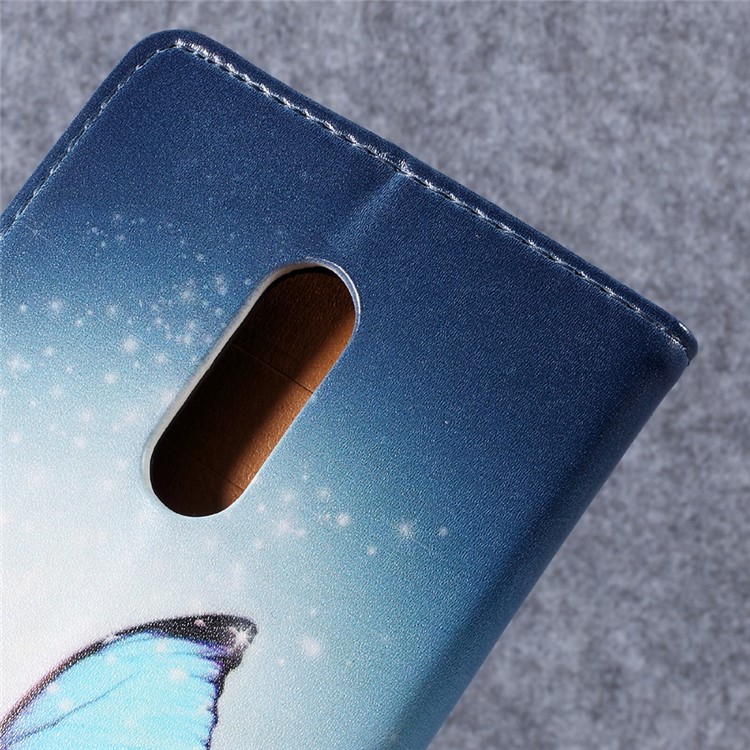 Pattern Printing Leather Wallet Stand Phone Case for Xiaomi Redmi Note 4X - Shiny Blue Butterfly-5