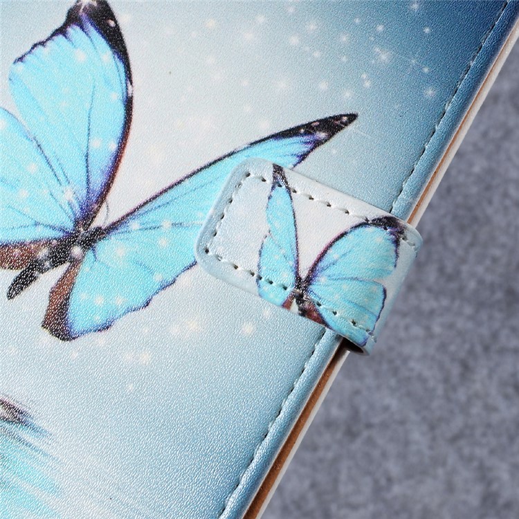 Pattern Printing Leather Wallet Stand Phone Case for Xiaomi Redmi Note 4X - Shiny Blue Butterfly-6
