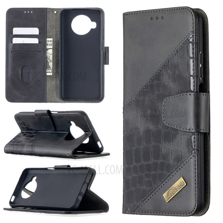 BF04 Splicing Crocodile Texture Wallet Stand Leather Case for Xiaomi Mi 10T Lite 5G - Black-1