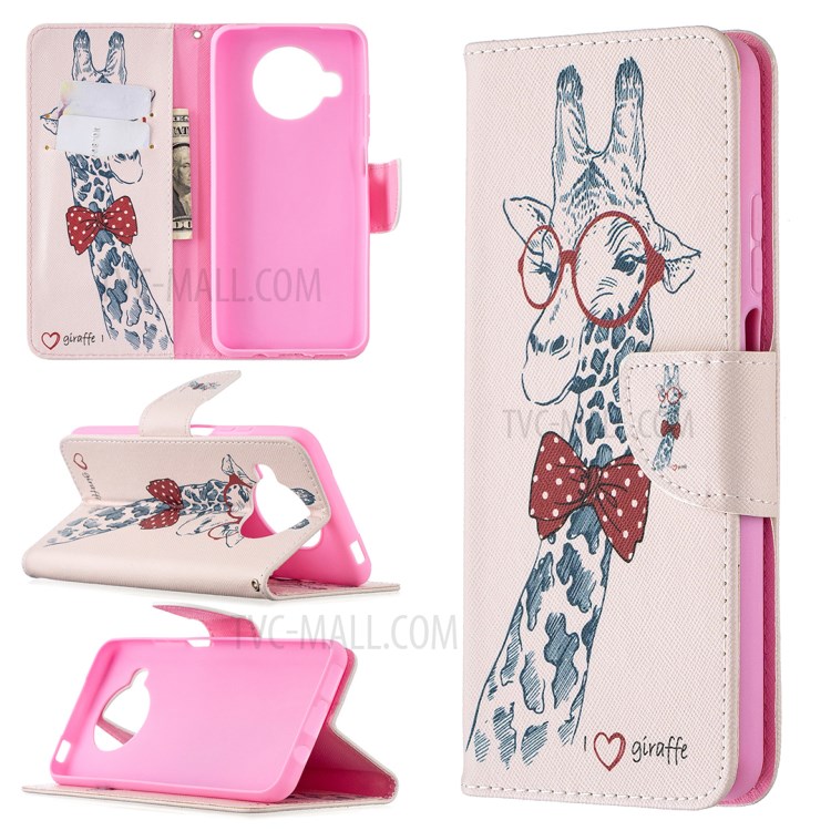 Cubierta De Impresión De Patrón De Estilo Caliente Para Xiaomi MI 10T Lite 5G Caja De Cuero De La Cartera - Adorable Jirafa-1