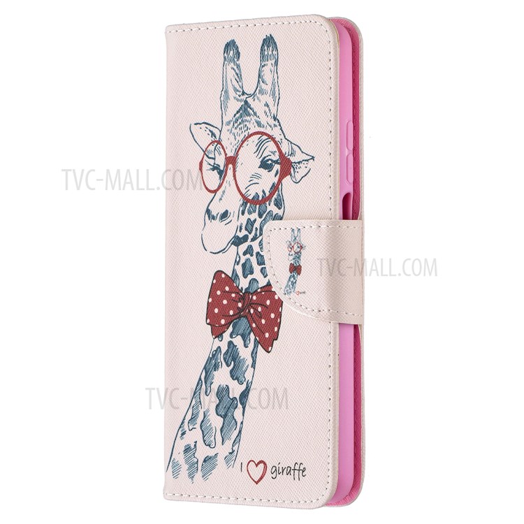 Cubierta De Impresión De Patrón De Estilo Caliente Para Xiaomi MI 10T Lite 5G Caja De Cuero De La Cartera - Adorable Jirafa-2