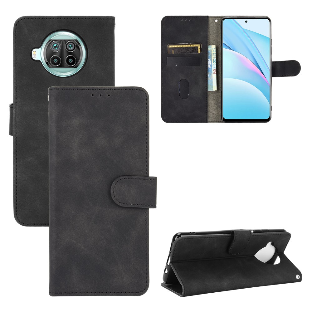 Skin-Touch PU Leather Flip Phone Wallet Case for Xiaomi Mi 10T Lite 5G/Redmi Note 9 Pro 5G/Mi 10i 5G - Black-1