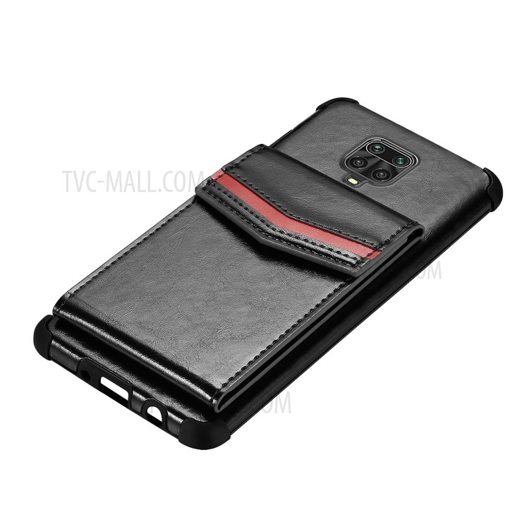 Caja Con Recubrimiento De Cuero A Prueba De Gotas Con Paquete De Tarjetas Exteriores Para Xiaomi Redmi Note 9 Pro - Negro-3