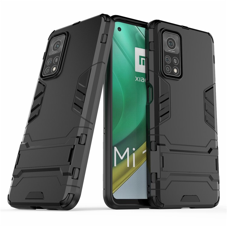 Plastic + TPU Hybrid Case for Xiaomi Mi 10T 5G/10T Pro 5G/Redmi K30S Kickstand Cover - Black-2