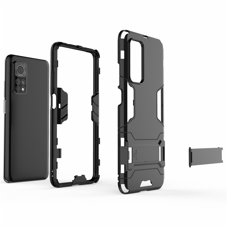 Plastic + TPU Hybrid Case for Xiaomi Mi 10T 5G/10T Pro 5G/Redmi K30S Kickstand Cover - Black-4