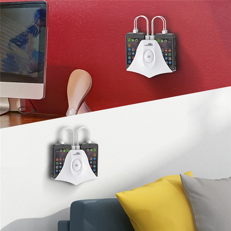 NAMISEN NS-C525 4 Phone Holder 4-USB Ports Wall Charger Charging Station + 4 Micro USB Cables - White / EU Plug-1