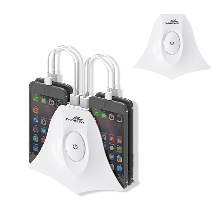 NAMISEN NS-C525 4 Phone Holder 4-USB Ports Wall Charger Charging Station + 4 Micro USB Cables - White / EU Plug-2