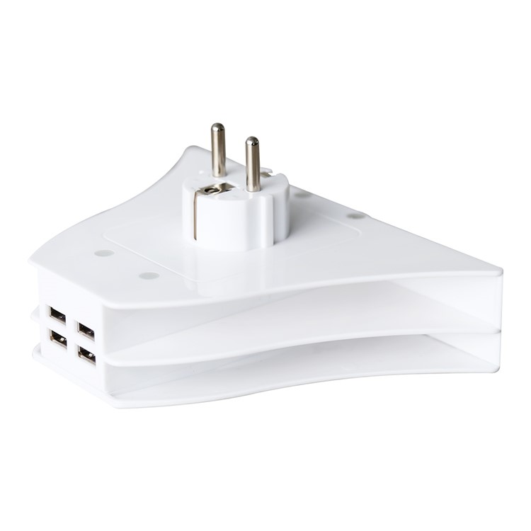 NAMISEN NS-C525 4 Phone Holder 4-USB Ports Wall Charger Charging Station + 4 Micro USB Cables - White / EU Plug-5