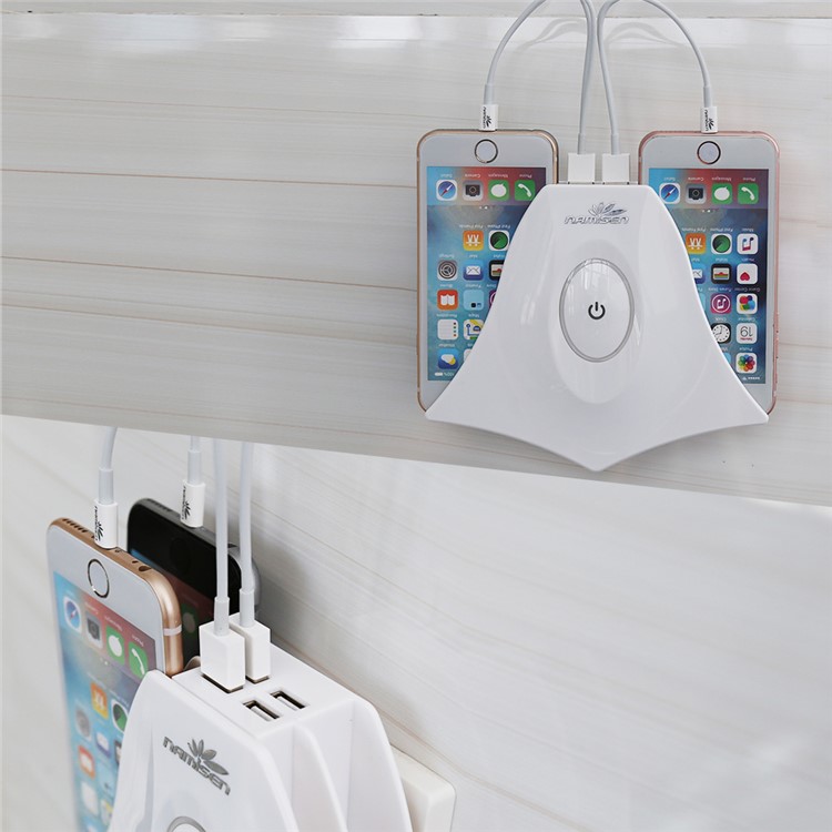 NAMISEN NS-C525 4 Phone Holder 4-USB Ports Wall Charger Charging Station + 4 Micro USB Cables - White / EU Plug-6