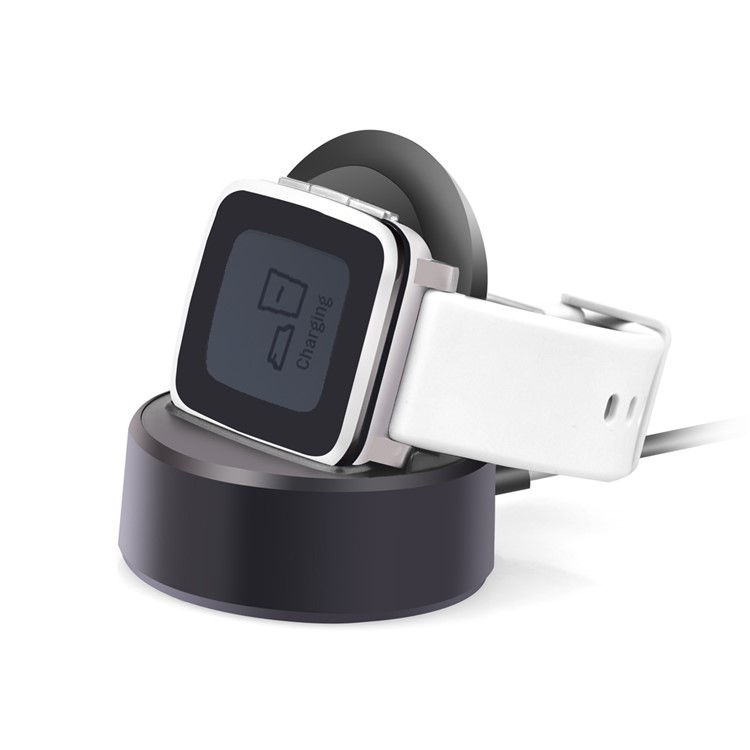 For Pebble Time Steel Charging Dock Station Charger Cradle Holder - Black-1