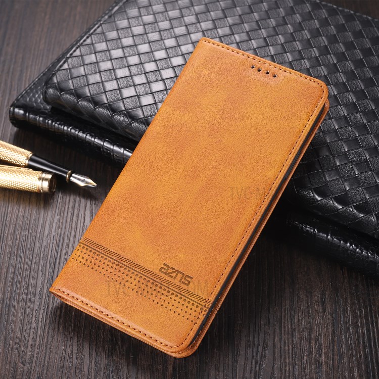 AZNS Wallet Shell for Xiaomi Mi 10 Lite 5G Auto-absorbed Leather Case - Brown-12
