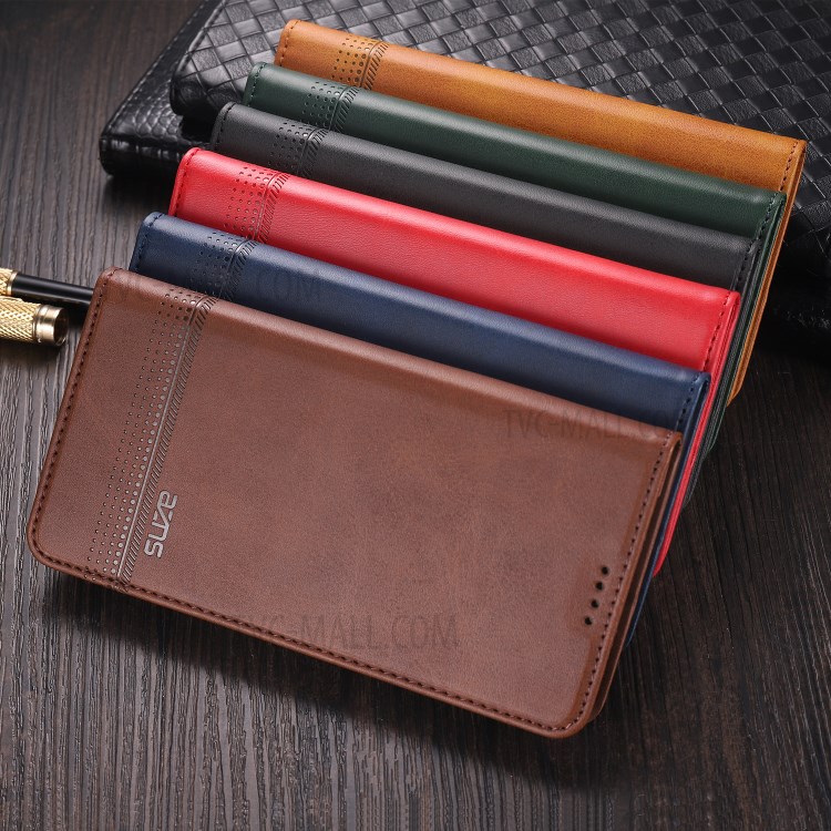 AZNS Wallet Shell for Xiaomi Mi 10 Lite 5G Auto-absorbed Leather Case - Brown-13