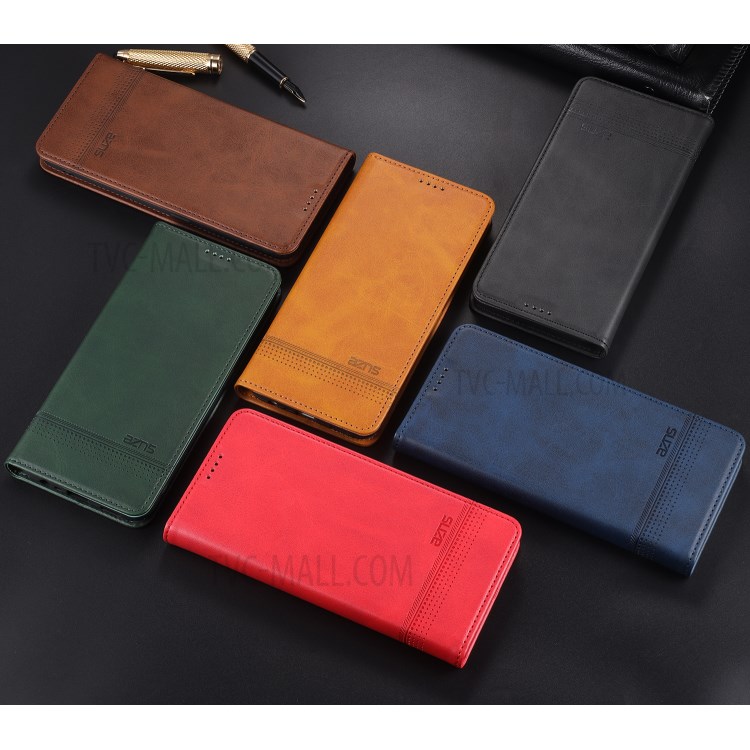 AZNS Wallet Shell for Xiaomi Mi 10 Lite 5G Auto-absorbed Leather Case - Brown-14