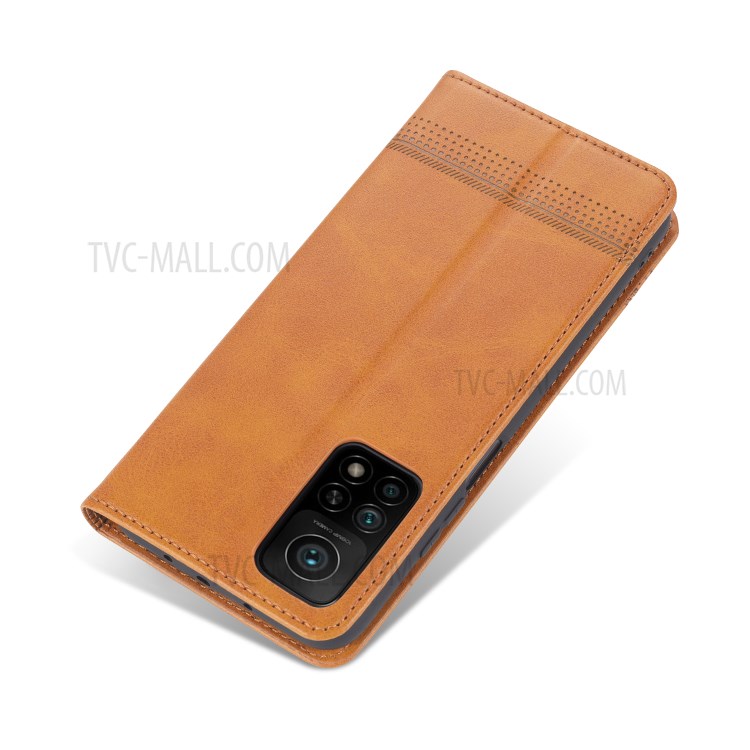 AZNS Wallet Shell for Xiaomi Mi 10 Lite 5G Auto-absorbed Leather Case - Brown-5