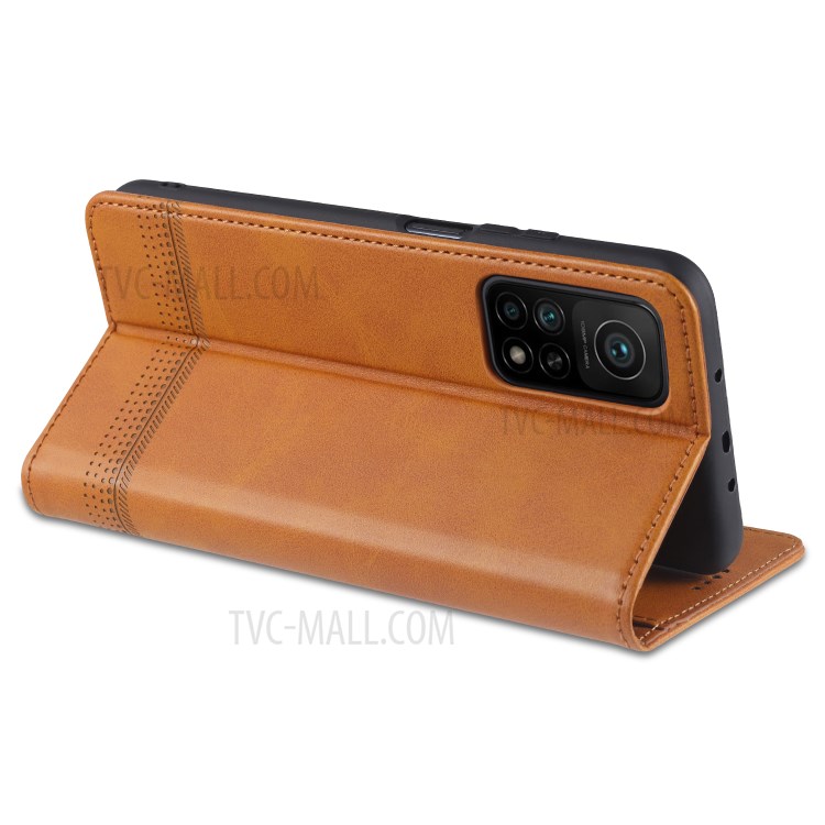 AZNS Wallet Shell for Xiaomi Mi 10 Lite 5G Auto-absorbed Leather Case - Brown-7