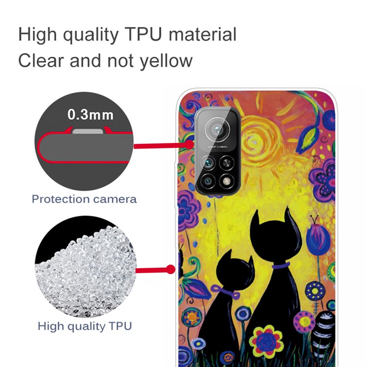 Super Clear Pattern Printing for Xiaomi Mi 10T 5G/10T Pro 5G/Redmi K30S TPU Phone Cover Case - Couple Cats-3