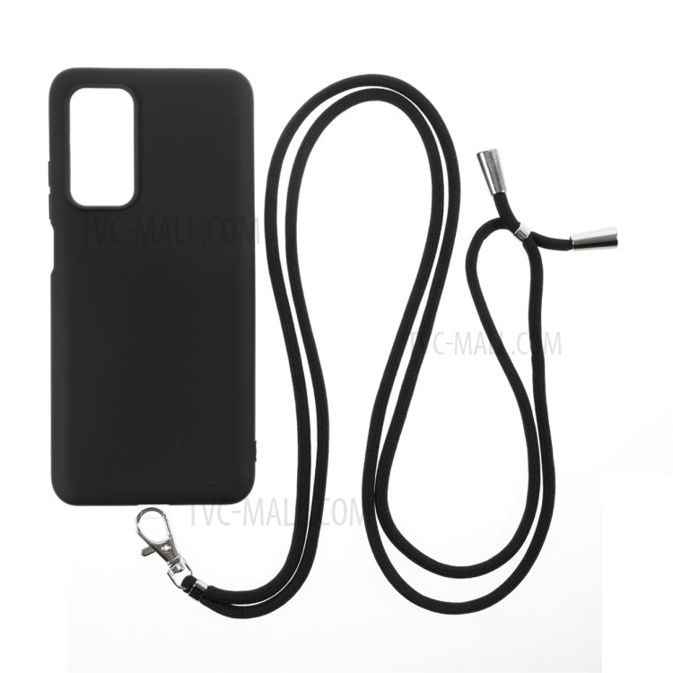 Solid Color Candy TPU Cover with Lanyard for Xiaomi Mi 10T 5G/10T Pro 5G Case - Black-1