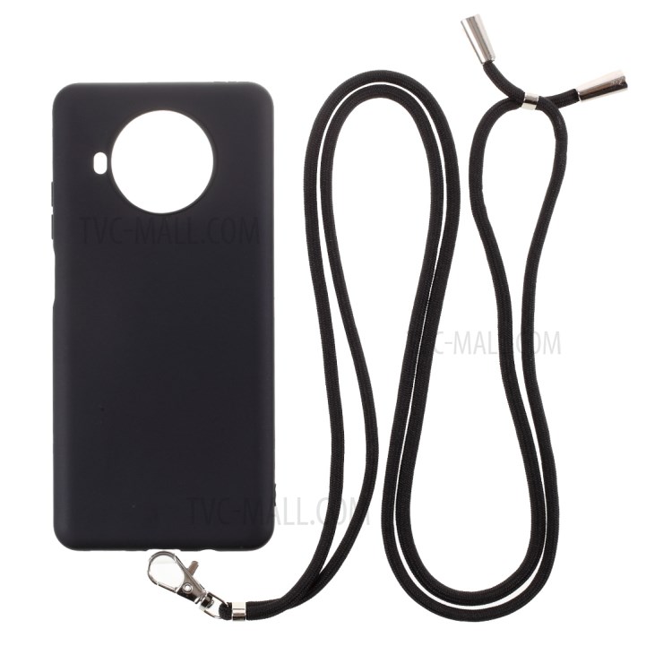 Solid Color Candy TPU Cover with Lanyard for Xiaomi Mi 10T Lite 5G Phone Case - Black-1