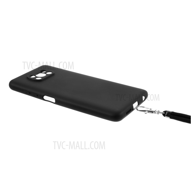 Solid Color Candy TPU Shell with Lanyard for Xiaomi Poco X3/Poco X3 NFC Phone Case - Black-2