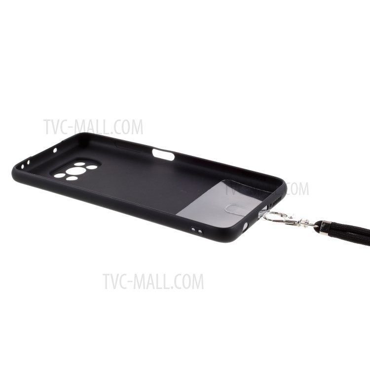 Solid Color Candy TPU Shell with Lanyard for Xiaomi Poco X3/Poco X3 NFC Phone Case - Black-3